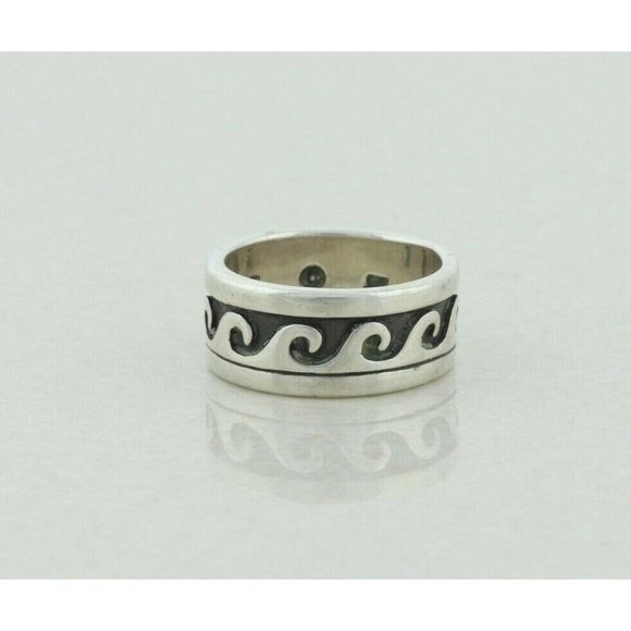 Sterling Silver Wave Band Ring Size 4 1/4 - Picture 1 of 6